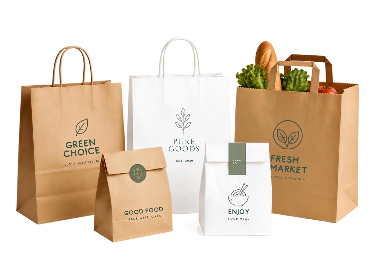 Plain poly and paper packaging bags